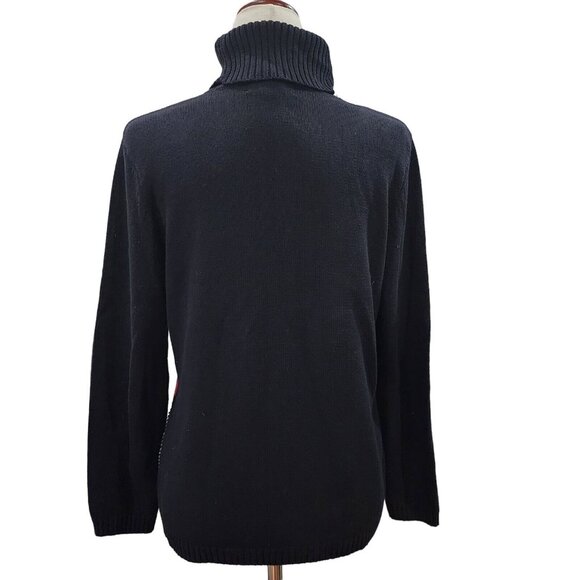 Karen Scott Petites Cotton Color Block Turtleneck Sweater Black And Red Size Pm - Picture 4 of 11